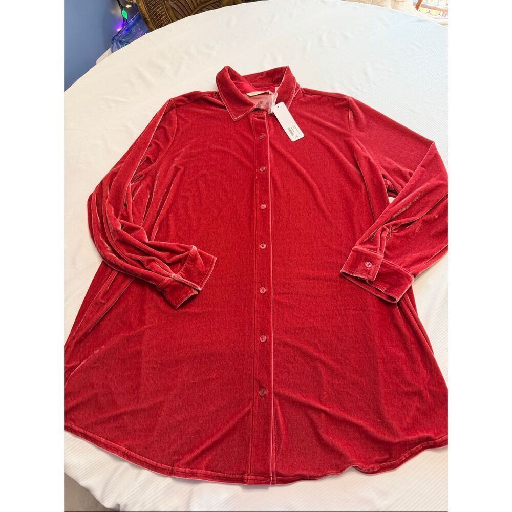 NWT Soft Surroundings Velvet Garnet Boyfriend Tunic Shirt Plus Size 2X New